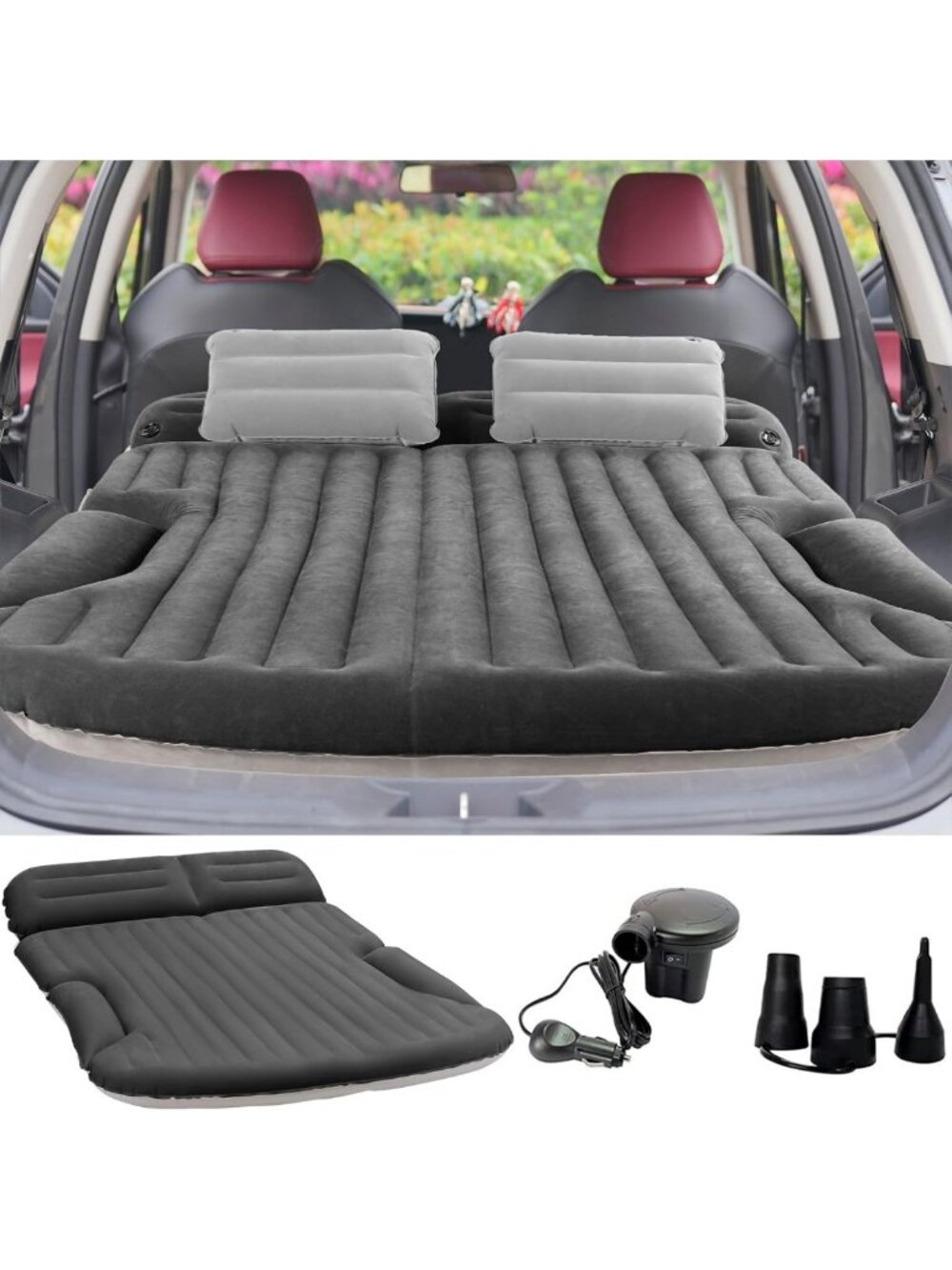 Thick Inflatable SUV Air Mattress with Pillows & Electric Pump - Travel Camping